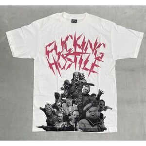 Vintage Flying Coffin Fcking Hostile T-Shirt Men Medium White Streetwear Graphic